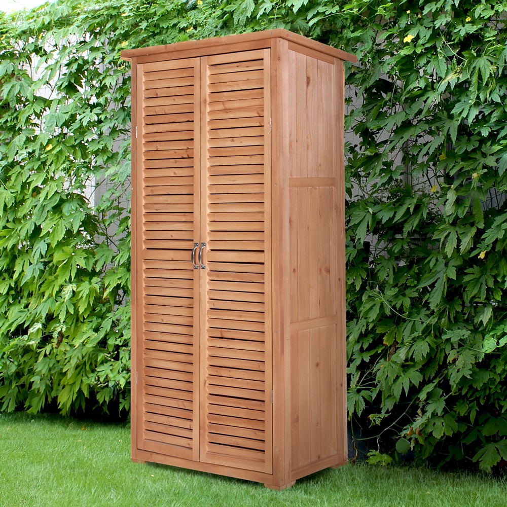 Armoire en bois de rangement pour jardin 87x45x160cm 2 portes Mallard