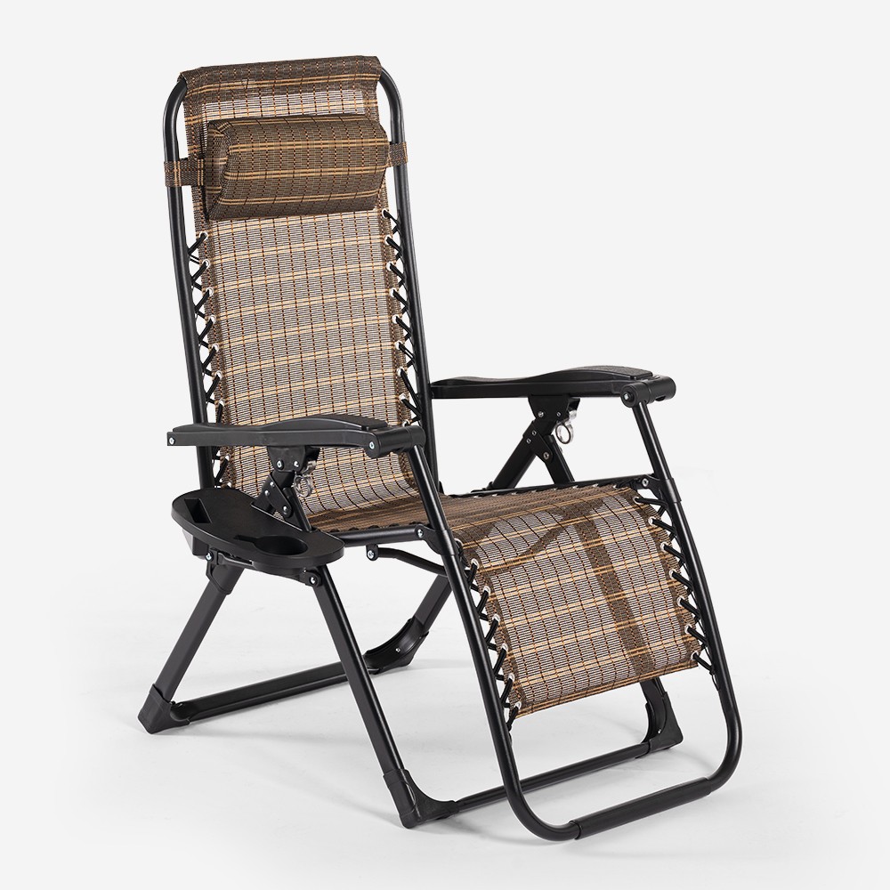 Chaise longue relax zéro gravité pliable avec appuie-tête jardin Elgon