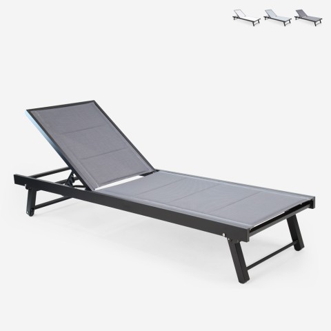 Chaise longue de jardin pliante avec roues et dossier réglable Rimini Promotion
