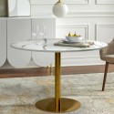 Table de salle à manger ronde style Tulipe 120cm effet marbre doré Monika+ Vente