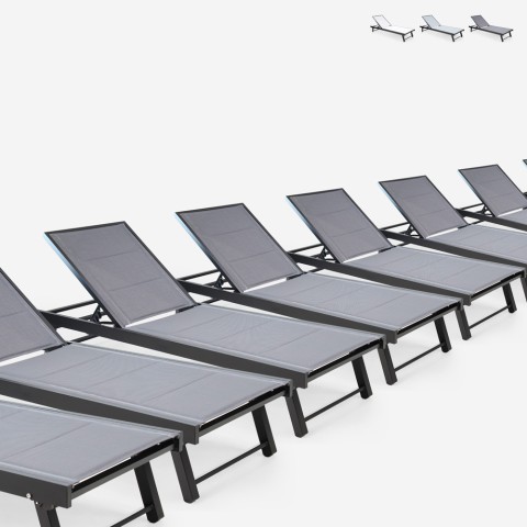 Lot de 20 chaises longues de jardin en aluminium avec roues Rimini Promotion