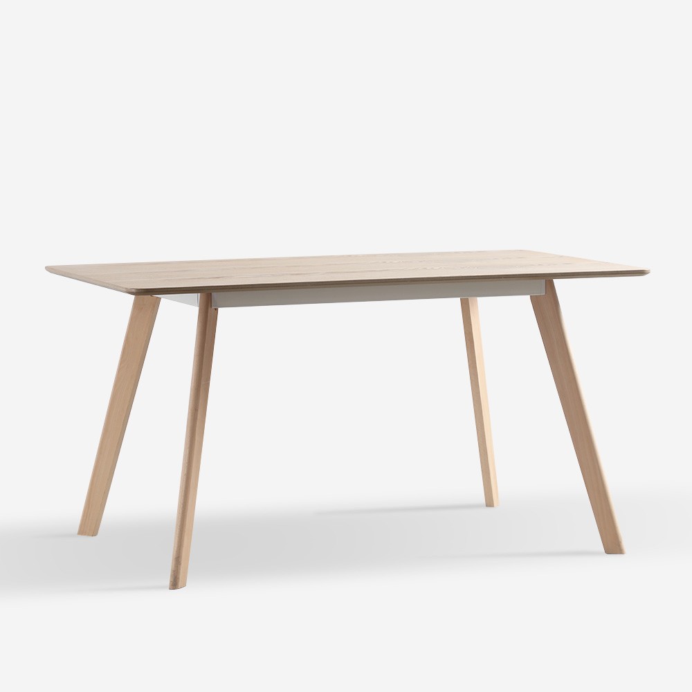 Table à manger de cuisine en bois rectangulaire 120x80cm blanc Ennis