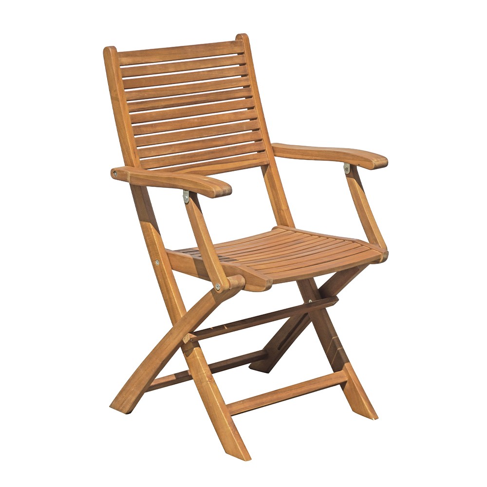 Chaise de jardin pliante en bois avec accoudoirs extérieure Nias