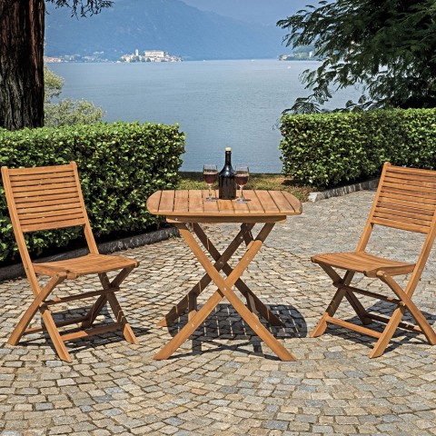 Table de jardin pliant en bois carré 80x80cm Raiva Promotion