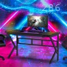 Bureau de jeu ergonomique à LED en carbone avec porte-gobelet 120x60 Sportbot LED 120 Dimensions