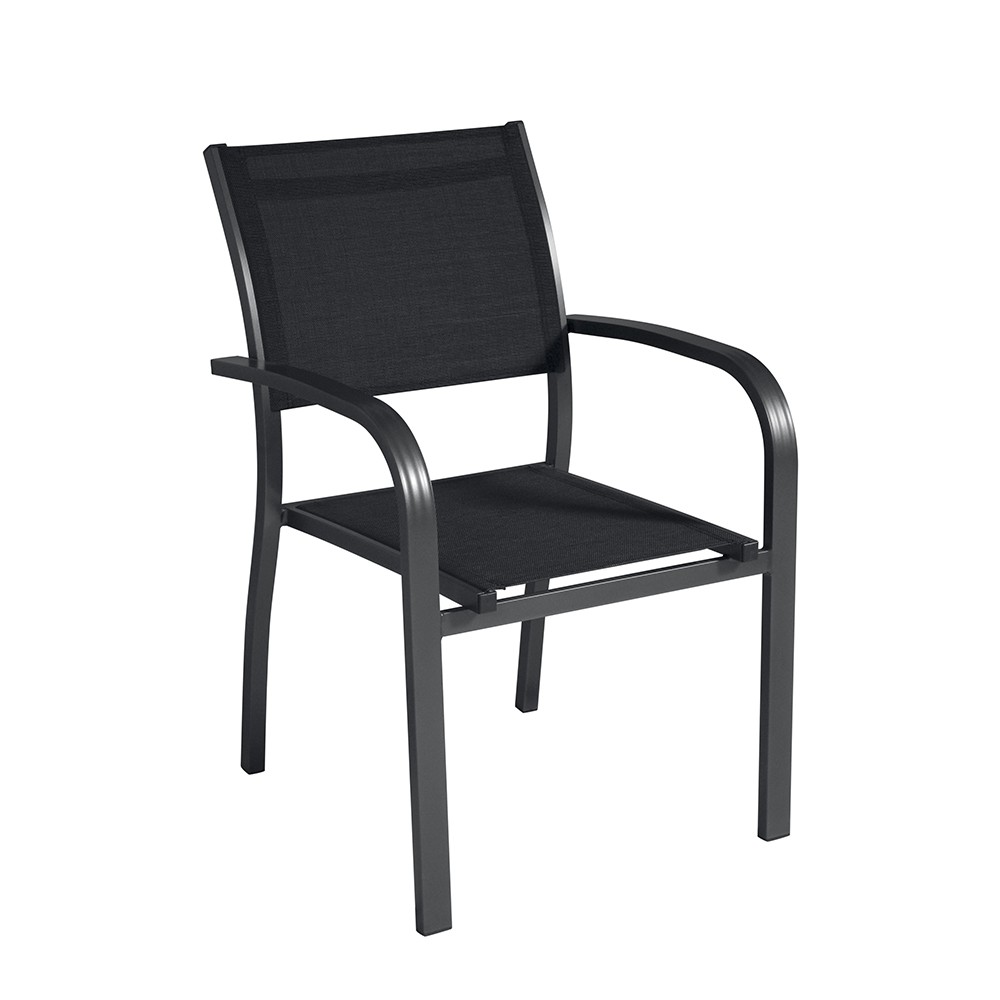 Chaise de jardin en aluminium et textilène avec accoudoirs Vence
