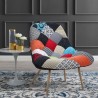 Fauteuil de salon en tissu patchwork multicolore de style scandinave Nevada Vente