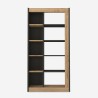 Bibliothèque moderne en bois noir 10 étagères 75x25x150cm Kevork Offre