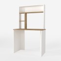 Bureau 90x45x148 cm blanc en bois avec étagères bibliothèque Ester Remises