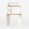 Bureau 90x45x148 cm blanc en bois avec étagères bibliothèque Ester Offre
