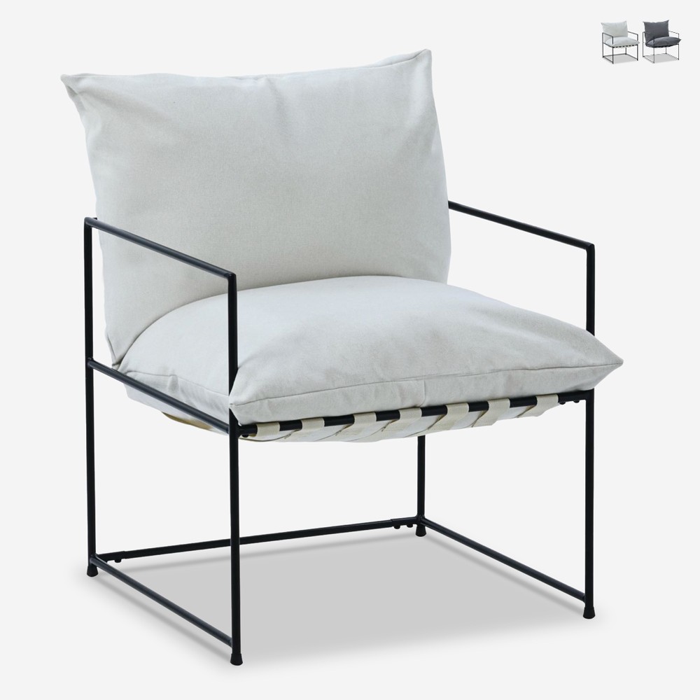 Fauteuil design moderne en tissu style minimaliste métal noir Alaska