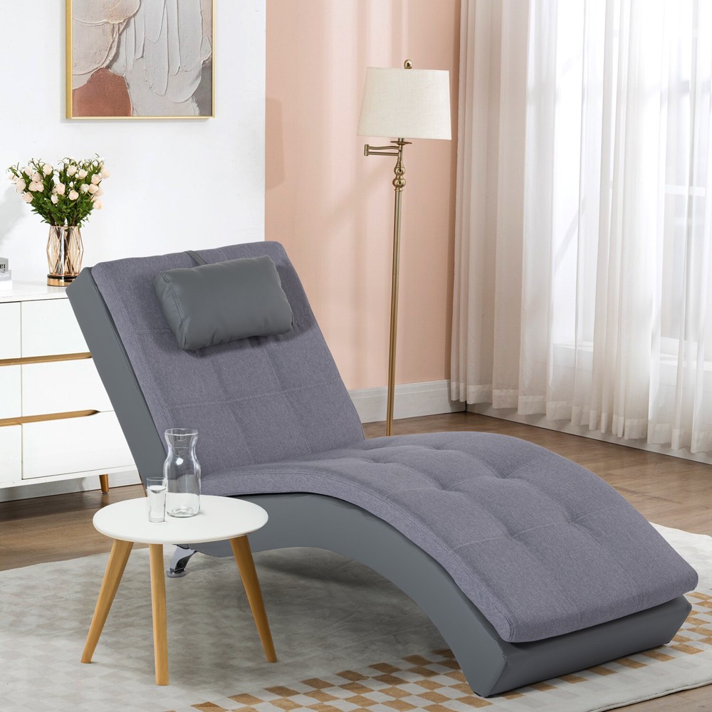 Chaise longue design moderne fauteuil salon similicuir gris Lyon
