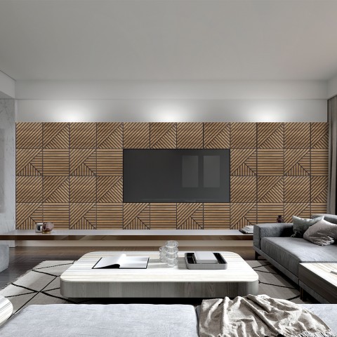 20 x panneau décoratif 58x58cm acoustique bois noyer Deco MXN Promotion