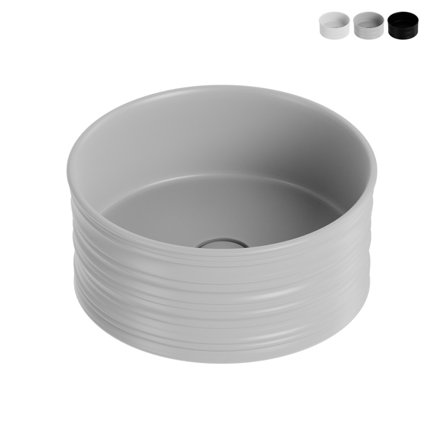 Lavabo de salle de bain à poser rond 40x18cm céramique mate Nordic Vente Lavabo de salle de bain à poser rond 40x18cm céramique mate Nordic Vente