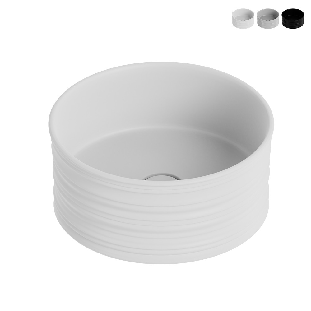 Lavabo de salle de bain à poser rond 40x18cm céramique mate Nordic