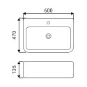 Lavabo rectangulaire 60x74x14cm à poser pour salle de bain Nordic Choix