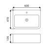 Lavabo rectangulaire 60x74x14cm à poser pour salle de bain Nordic Choix