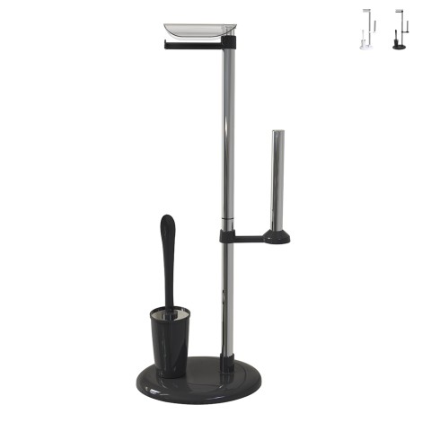 Porte-rouleau de salle de bain avec porte-balai WC bidet moderne rond Jacky Promotion