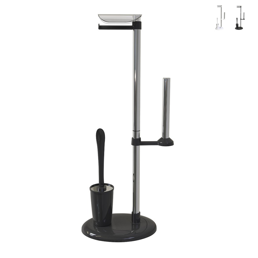 Porte-rouleau de salle de bain avec porte-balai WC bidet moderne rond Jacky Promotion Porte-rouleau de salle de bain avec porte-balai WC bidet moderne rond Jacky Promotion
