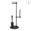 Porte-rouleau de salle de bain avec porte-balai WC bidet moderne rond Jacky Promotion