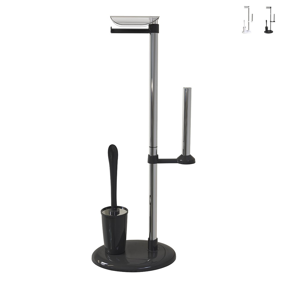 Porte-rouleau de salle de bain avec porte-balai WC bidet moderne rond Jacky