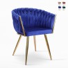 Fauteuil design en velours chaise accoudoirs pieds dorés Versailles Vente