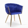 Fauteuil design en velours chaise accoudoirs pieds dorés Versailles Dimensions