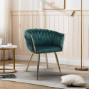 Fauteuil design en velours chaise accoudoirs pieds dorés Versailles Réductions