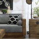 Canapé 3 places en bois rustique 225x81x81cm coussins en tissu gris Morgan Remises