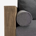 Canapé 3 places en bois rustique 225x81x81cm coussins en tissu gris Morgan Réductions