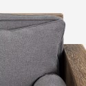 Canapé 3 places en bois rustique 225x81x81cm coussins en tissu gris Morgan Catalogue