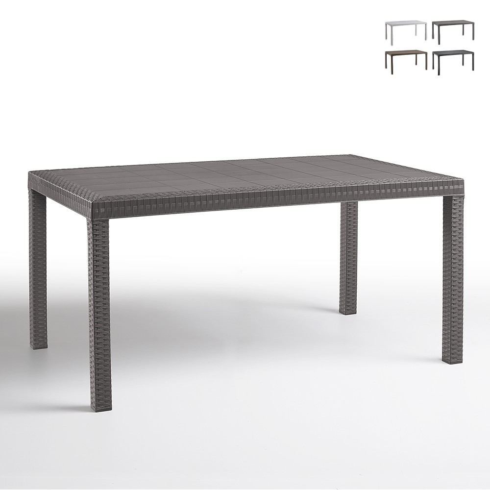 Table de jardin extérieure 150x90cm en rotin polypropylène Houston