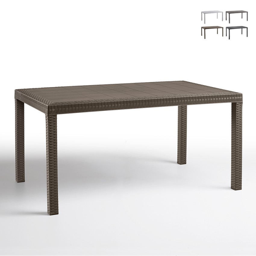 Table de jardin extérieure 150x90cm en rotin polypropylène Houston Vente Table de jardin extérieure 150x90cm en rotin polypropylène Houston Vente