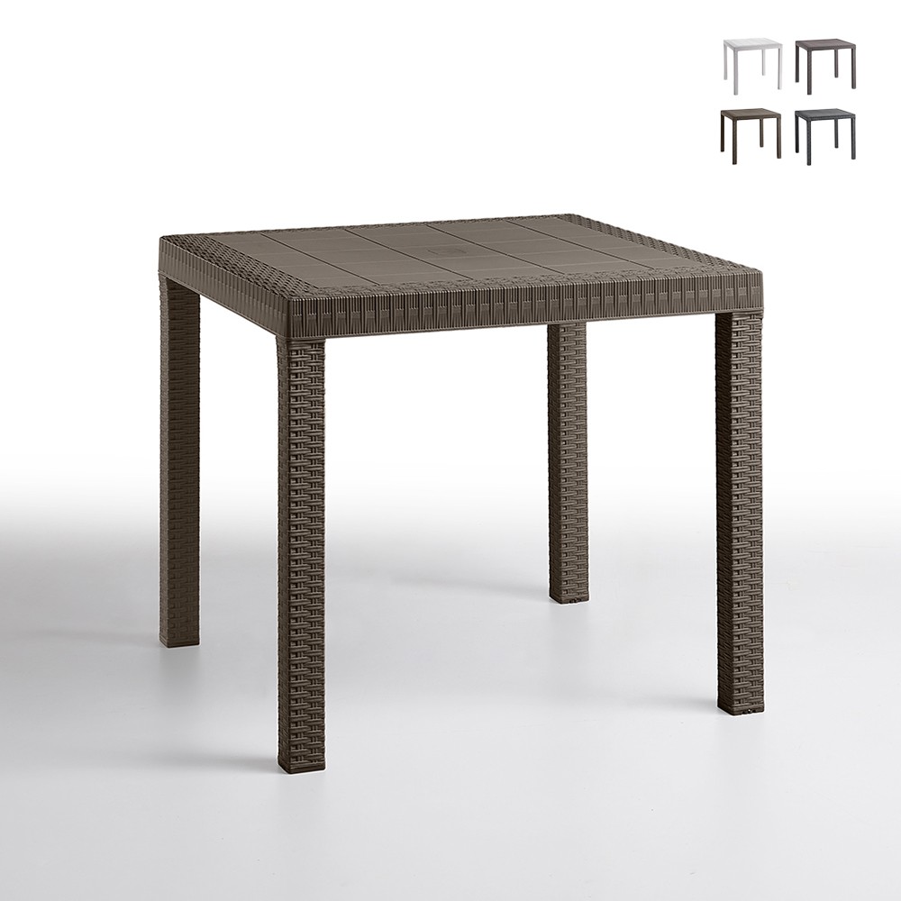 Table carrée 80x80cm extérieur jardin en polypropylène rotin Dallas