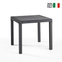 Table carrée 80x80cm extérieur jardin en polypropylène rotin Dallas Dimensions
