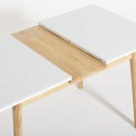 Table extensible en bois 115-145x80cm cuisine verre blanc noir Pixam Dimensions