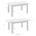 Table extensible 90x137-185cm blanc brillant gris ciment Sly Basic Catalogue