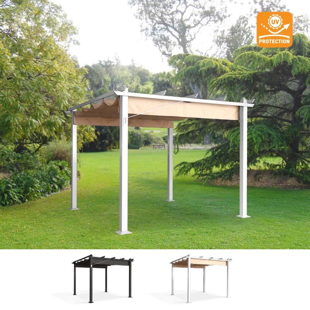 Tonnelle de jardin style pergola 3x3m en aluminium Firenze UV Moon