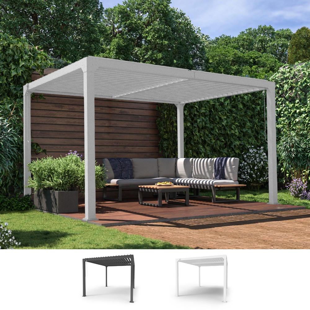 Pergola bioclimatique manuelle de jardin en aluminium 3x4m Trinidad