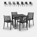 Salon de jardin table carré 80x80cm + 4 chaises noires Provence Dark Réductions
