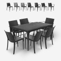 Sunrise Dark Salon de jardin avec table 150x90cm et 6 chaises noir Promotion