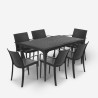 Sunrise Dark Salon de jardin avec table 150x90cm et 6 chaises noir Vente