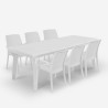 Table extensible 160-220cm + 6 chaises de jardin blanc Liri Light Vente
