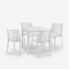 Salon de jardin table 80x80cm rotin + 4 chaises blanches Nisida Light Catalogue