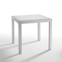 Salon de jardin table 80x80cm rotin + 4 chaises blanches Nisida Light 