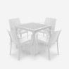 Salon de jardin table 80x80cm + 4 chaises blanches Provence Light Dimensions