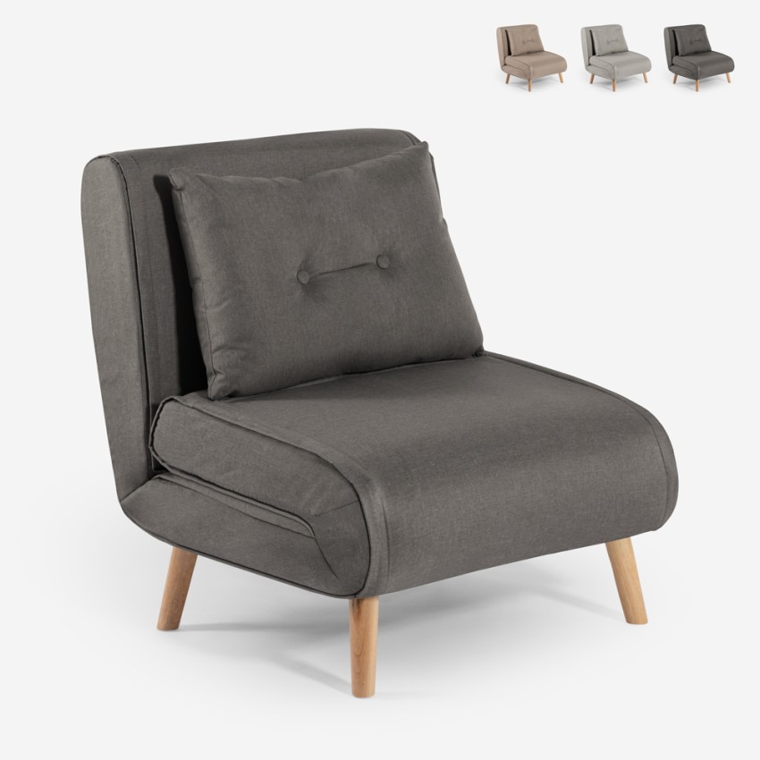 Fauteuil-lit pliant en tissu avec pieds en bois Miriam Choix