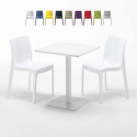 Table carrée 60x60 blanche avec 2 chaises colorées Ice Lemon Offre