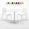 Table carrée 60x60 blanche avec 2 chaises colorées Ice Lemon Offre