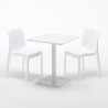 Table carrée 60x60 blanche avec 2 chaises colorées Ice Lemon 